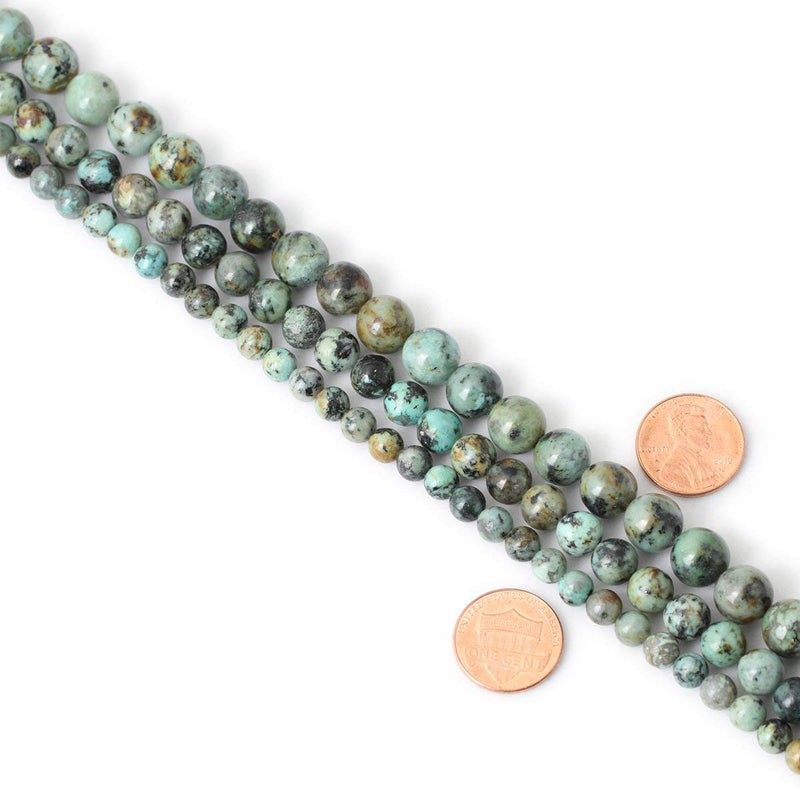Qiwan 60PCS 6mm Natural African Turquoise Stone Round Loose Beads for Jewelry Making DIY Bracelet Making Supplies 1 Strand 15" - LeoForward Australia