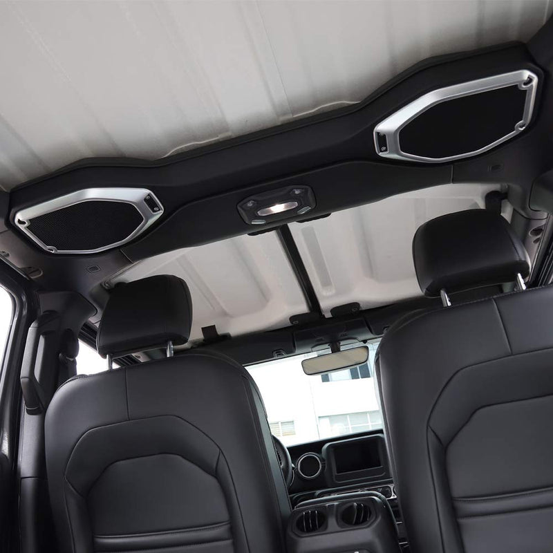  [AUSTRALIA] - Car Top Roof Speaker Audio Frame Trim Cover for 2018 Jeep Wrangler JL (Silver)