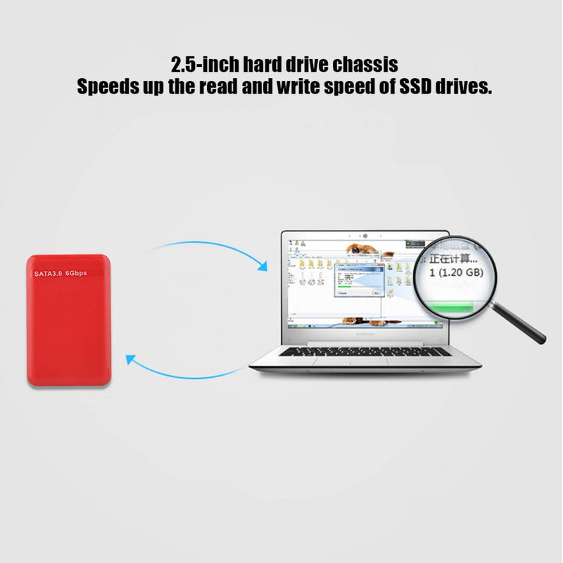  [AUSTRALIA] - Hard Drive Enclosure, 2.5in 3TB HDD/SDD Portable External Hard Drive Enclosure USB 3.0 6Gbps LED Mobile Hard Disk Box for Desktop Laptop Computer(Red) Red