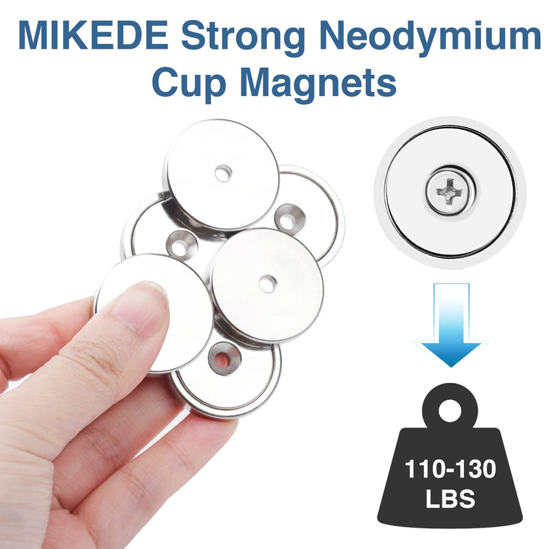  [AUSTRALIA] - MIKEDE Strong Magnets with Hole, 100lb + Heavy Duty Neodymium Cup Magnets with Stainless Screw for Wall Mounting, Rare Earth Magnets Round Base Cup Magnets, 1.26"D x 0.2"H, Pack of 6 A1：1.26x0.2 inch-6Pack