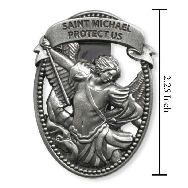  [AUSTRALIA] - Sacred Traditions Silver Tone Zinc Alloy Archangel St Michael Protect Us Visor Clip, 2 1/4 Inch