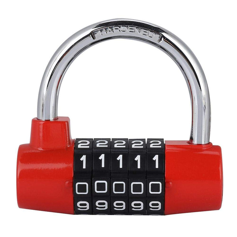  [AUSTRALIA] - Metal Padlock, 5 Digit Code Door Lock U-Shaped Suitcase Combination Lock for Gym Sports School Employee Locker Outdoor Fence Hasp and Storage (Red) Red