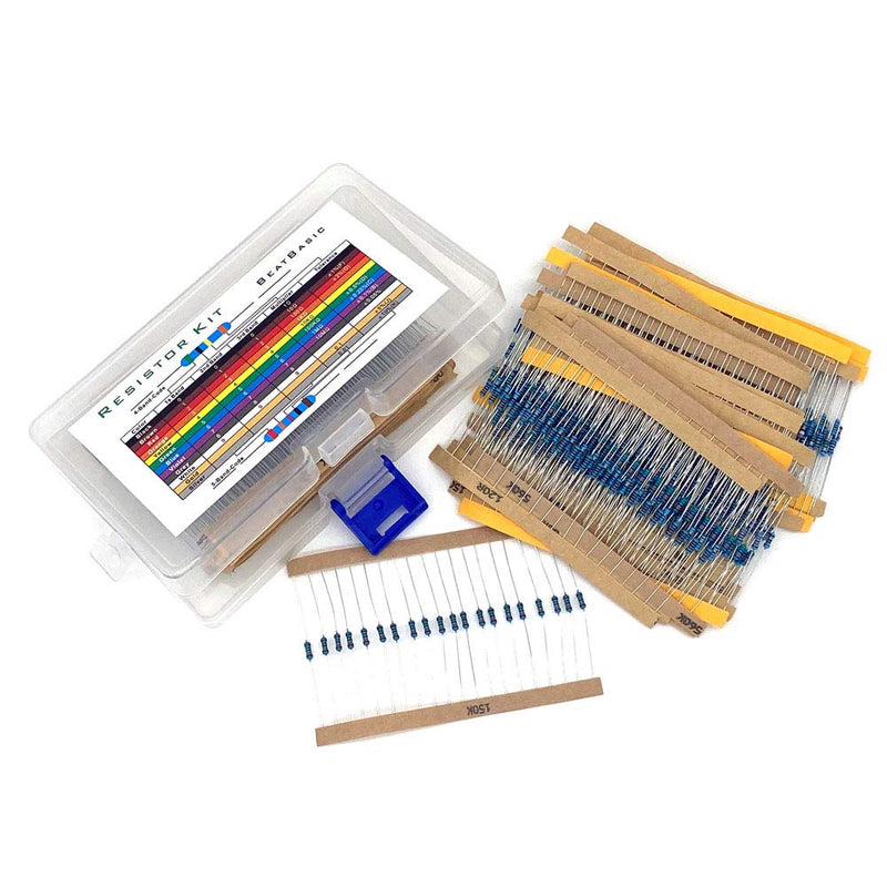  [AUSTRALIA] - DollaTek 1280Pcs 64 Value Resistor Kit, 1 Ohm-10M Ohm 1/4W Metal Film Resistor Assortment with Storage Box for DIY Projects