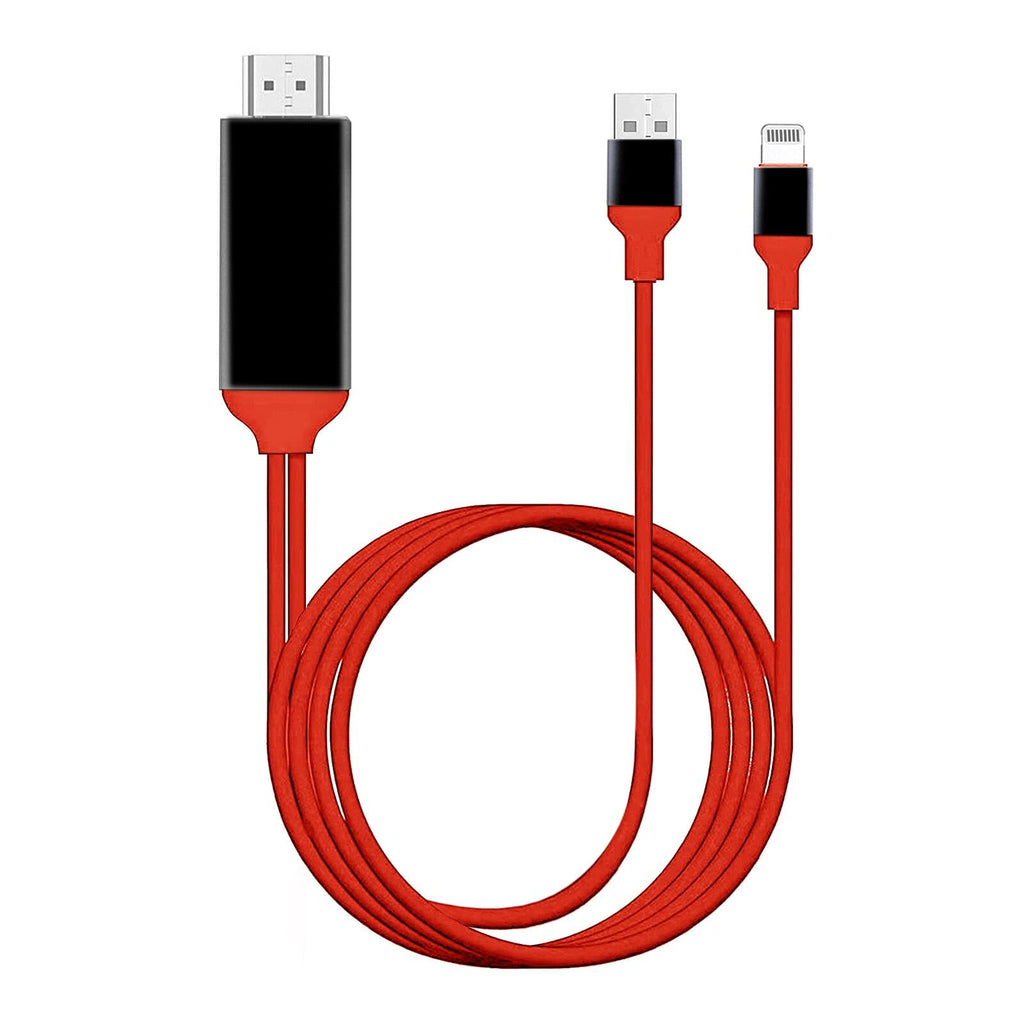  [AUSTRALIA] - [Apple MFi Certified] Lightning to HDMI Adapter Cable,1080P Digital AV Sync Audio & Video Connectors Cord for iPhone13/12/11/11pro max/XR/XS/8 iPad Pro Air Mini iPod to TV/Projector/Monitor-6.6ft Red
