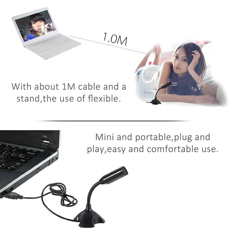  [AUSTRALIA] - USB Desktop Computer Mini Microphone,Plug&Play Condenser PC Laptop Mic Microphone,Compatible with Windows/Mac,Ideal for YouTube,Recording,Meeting,Online Class,Skype,Games,With Adjustable Stand(Black).