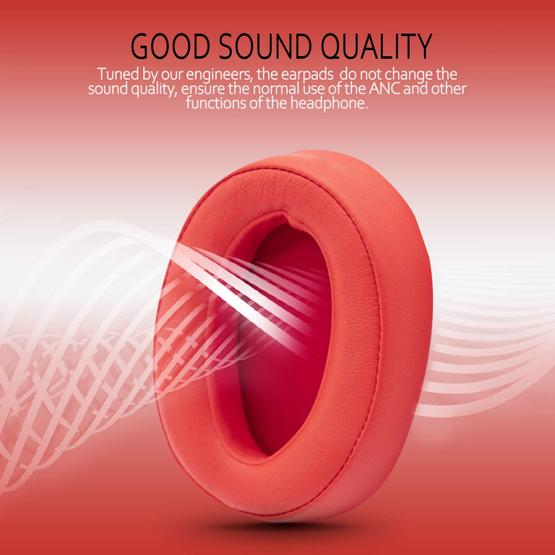  [AUSTRALIA] - Krone Kalpasmos Ear Pads for Sony WH-H900N, Compatible with Sony MDR-100ABN Headphones Over Ear Cushion, Soft Memory Foam Protein Leather Replacement Earpad Sony Headset Repair Part (Red) Red
