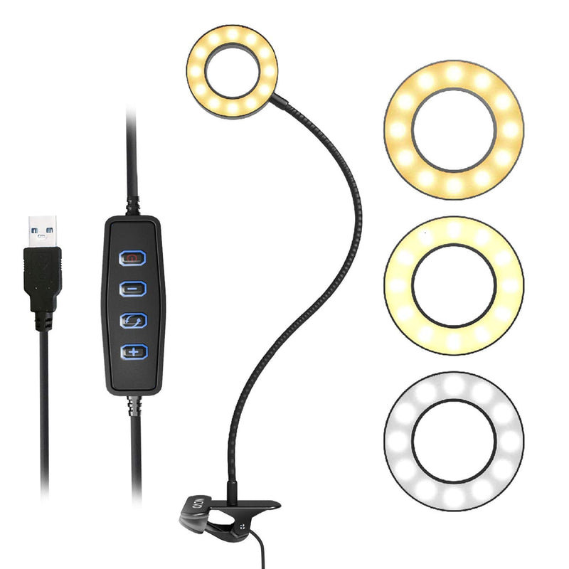  [AUSTRALIA] - Movo VGC-1 Flexible Selfie Ring Light, 3 Lighting Modes, 10 Brightness Settings, Adjustable Neck, USB Connection - Perfect for Live-Streaming, Makeup Tutorials, Vlogging, TikTok Filming and More