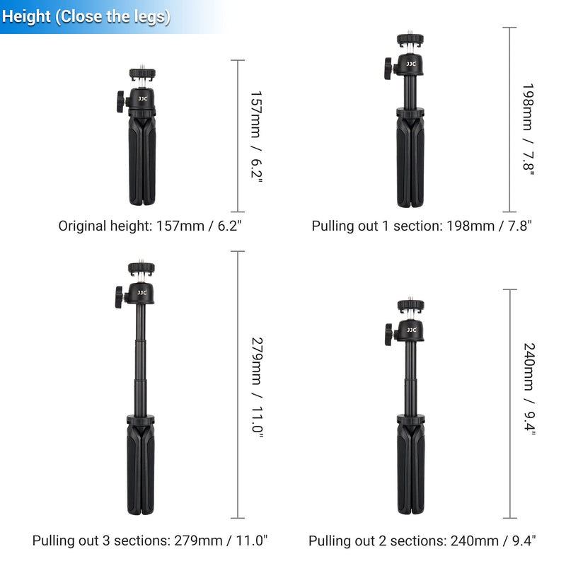  [AUSTRALIA] - Extendable Camera Mini Tripod, 3 Sections 360°Pan and 90°Tilt Selfie Stick Tripod for Canon G7X Mark III Sony ZV-1 RX100 VII Action Camera Gopro Hero 9/8/7/6 Black DJI Osmo Action Tripod Kit(Tripod/Phone Clip/Adapter)