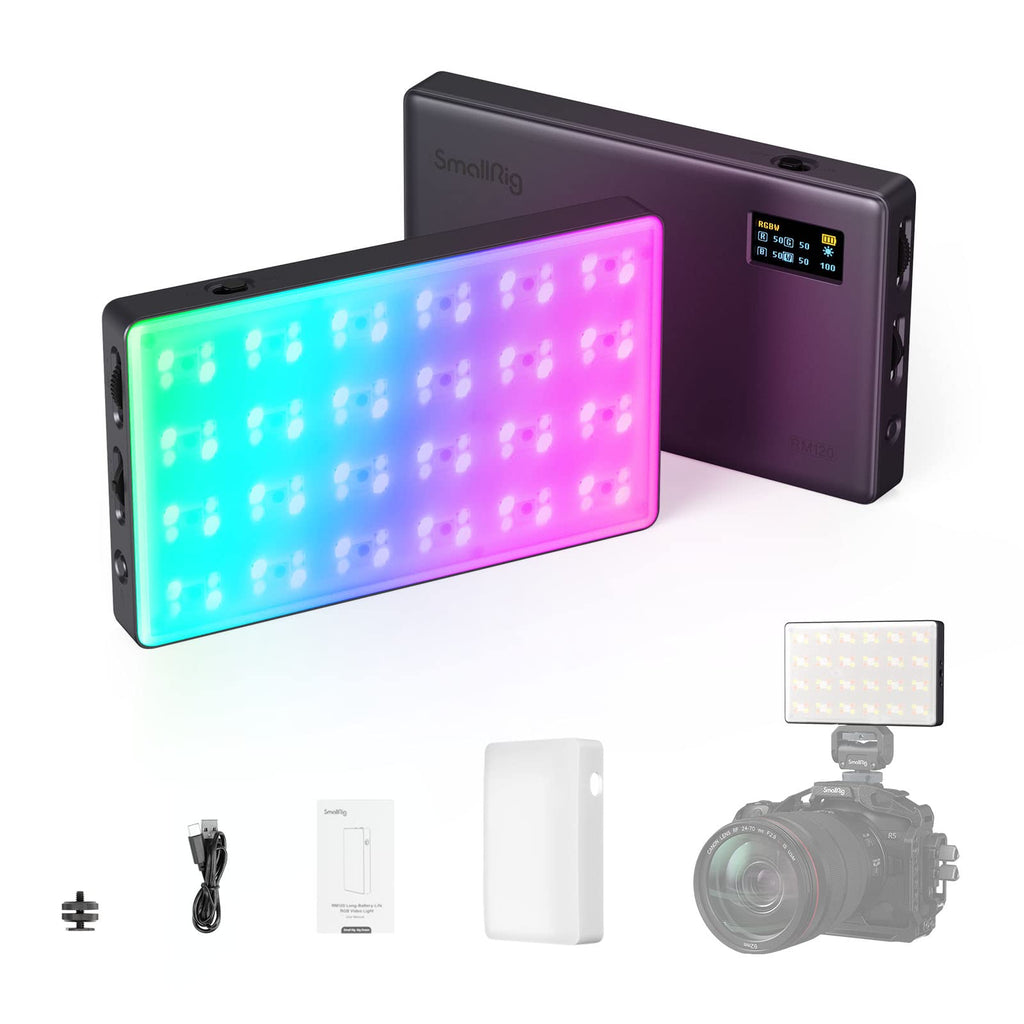  [AUSTRALIA] - SmallRig RM120 5000mAh Camera Light Panel RGB Video Light Professional LED On Camera Video Light Portable Lights for Photography 2500K-8500K 98+ CRI Full Color for TikTok,Video Conference 3808