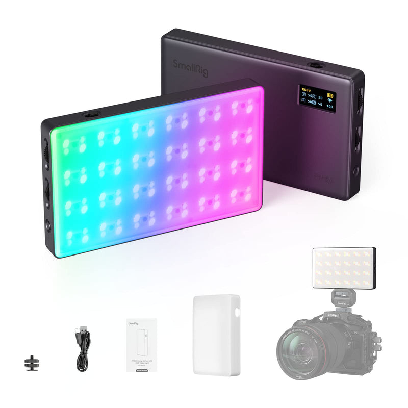  [AUSTRALIA] - SmallRig RM120 RGB Video Light, 5000mAh 180 Minutes Portable Camera Light 7W Output Power, LED Video Light Panel, 2500-8500K CRI TLCI 98+ for TikTok, Content Creator, Photographer 3808