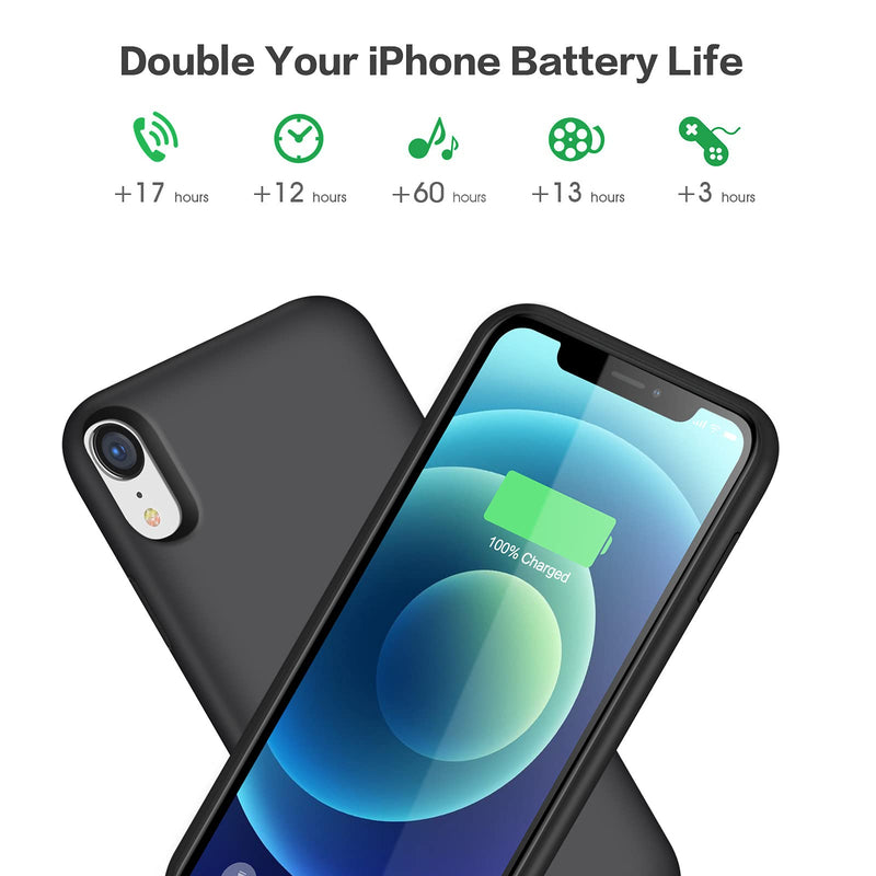  [AUSTRALIA] - iPhone XR Battery Case, 6800mAh Protective Portable Charging Case Rechargeable Extended Battery Backup Pack for iPhone XR External Battery Charger Case(6.1inch)-Black