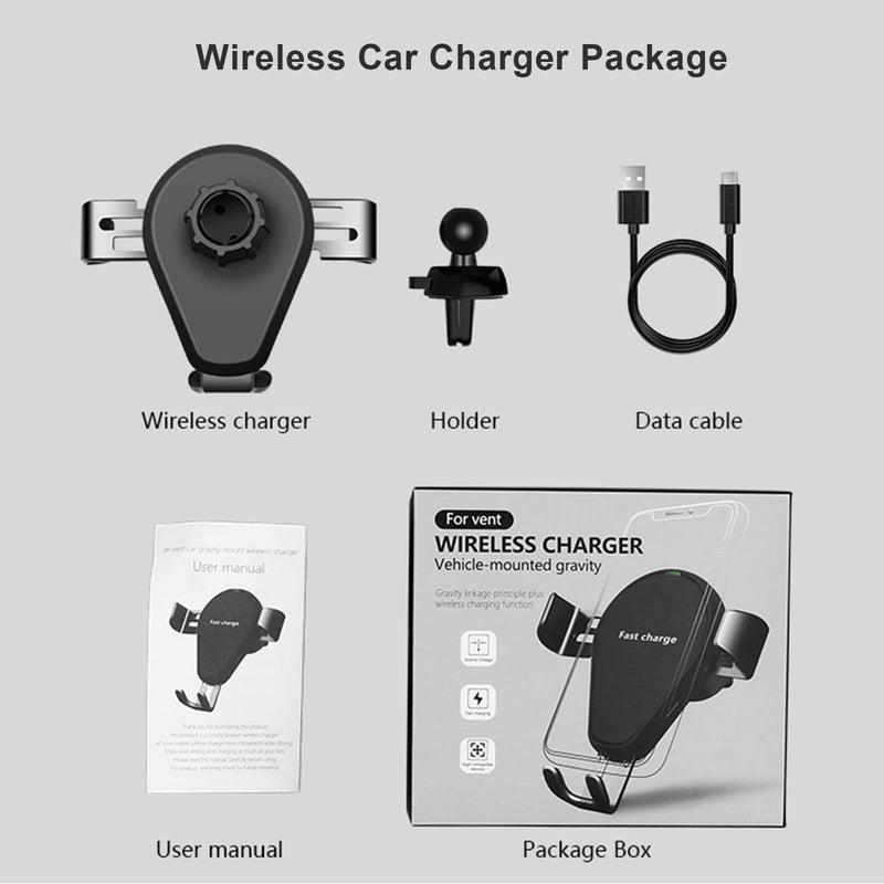  [AUSTRALIA] - Wireless Car Charger Mount, KingTSYU 15W Qi Fast Charging Auto-Clamping Car Phone Mount, Air Vent Gravity Charging Car Phone Holder for iPhone 14/13/12/11/Pro Max/Samsung Galaxy