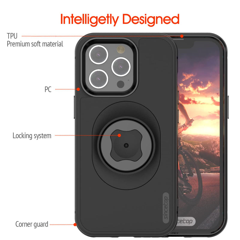  [AUSTRALIA] - sincetop Shockproof Case with Quick Mount Adapter for iPhone 13Mini(5.4') - Quick Attach Your Cellphone to Any Bike Mount/Car Phone Holder/Armband/Belt Clip For iPhone 13Mini (5.4')