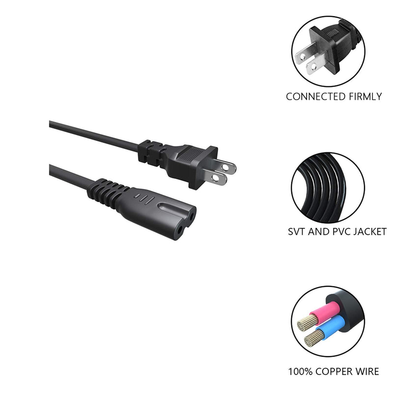 AC Power Cord Cable for Canon PIXMA MX492 MX922 MX490 MP495 MP560 MX870 MG2420 MG2520 MG2920 MG3620 TS9120 TS3122 TS6120 TR4520 TR8520 TR8550 TR7520, Replacement 2 Prong Cable Long 12Ft [UL Listed] - LeoForward Australia