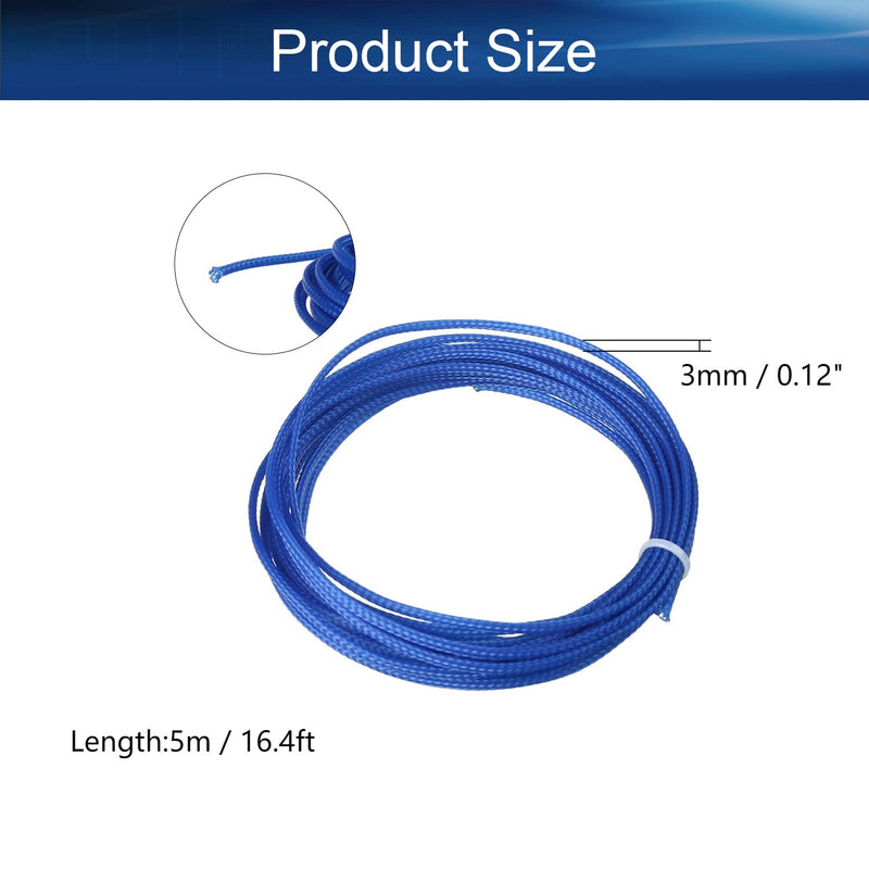  [AUSTRALIA] - Bettomshin 1Pcs Cable Management Sleeve, 5x3mm/0.2x0.12(LxW) 16.4Ft PET Blue Cord Protector, Wire Loom Tube Insulated Split Sleeving for USB Cable Power Cord Organizer Video Cable Hider