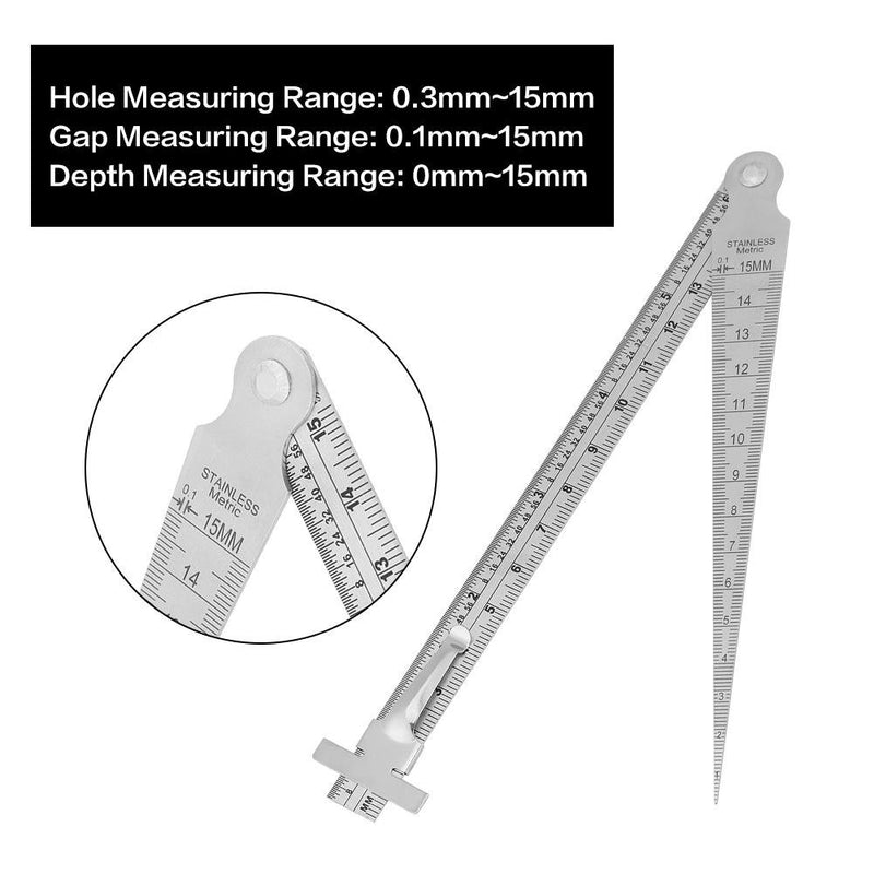  [AUSTRALIA] - Stainless Steel Taper Welding Gauge Test Welding Taper Gap Gauge Depth Ruler Hole Inspection Tool