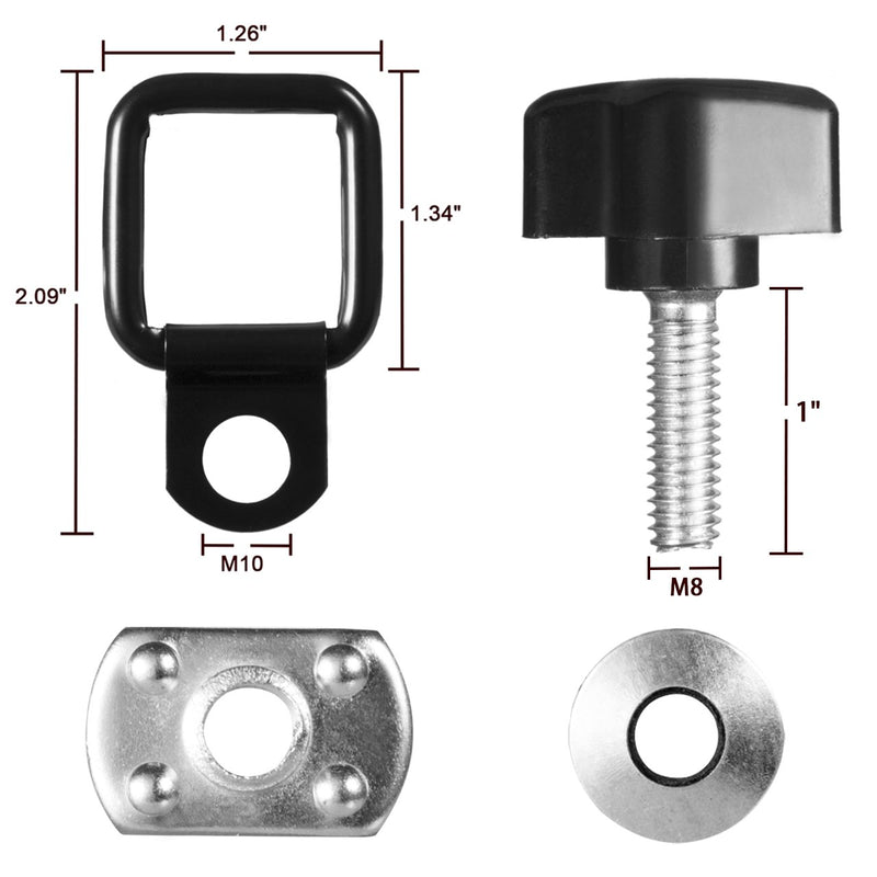  [AUSTRALIA] - DEDC 8 Pack Jeep Wrangler Hardtop Quick Removal Fastener Thumb Screws and Nuts + 8pcs Tie Down D-Rings Anchors Fit for 1995-2017 JK YJ TJ JKU Sports Sahara Freedom Rubicon X & Unlimited