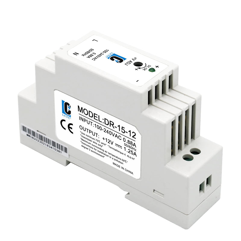  [AUSTRALIA] - LCLCTC DC 12V Din Rail Power Supply Slim 15W 1.25A(Input:100-240VAC,Output:12VDC,50/60HZ) Switching Power Supply Adapter(Volts_of_Direct_Current, 12)