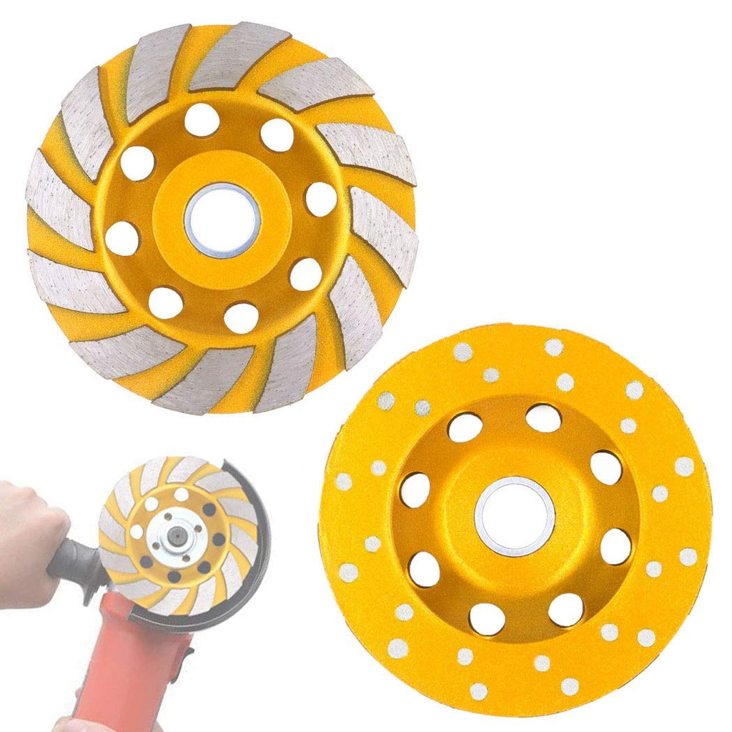  [AUSTRALIA] - Tanzfrosch 2 Pack 4 inch Diamond Cup Grinding Wheel 12-Segments Heavy Duty Turbo Row Grinding disc for Angle Grinder Polishing and Cleaning Concrete Granite Marble Stone Rock Cement