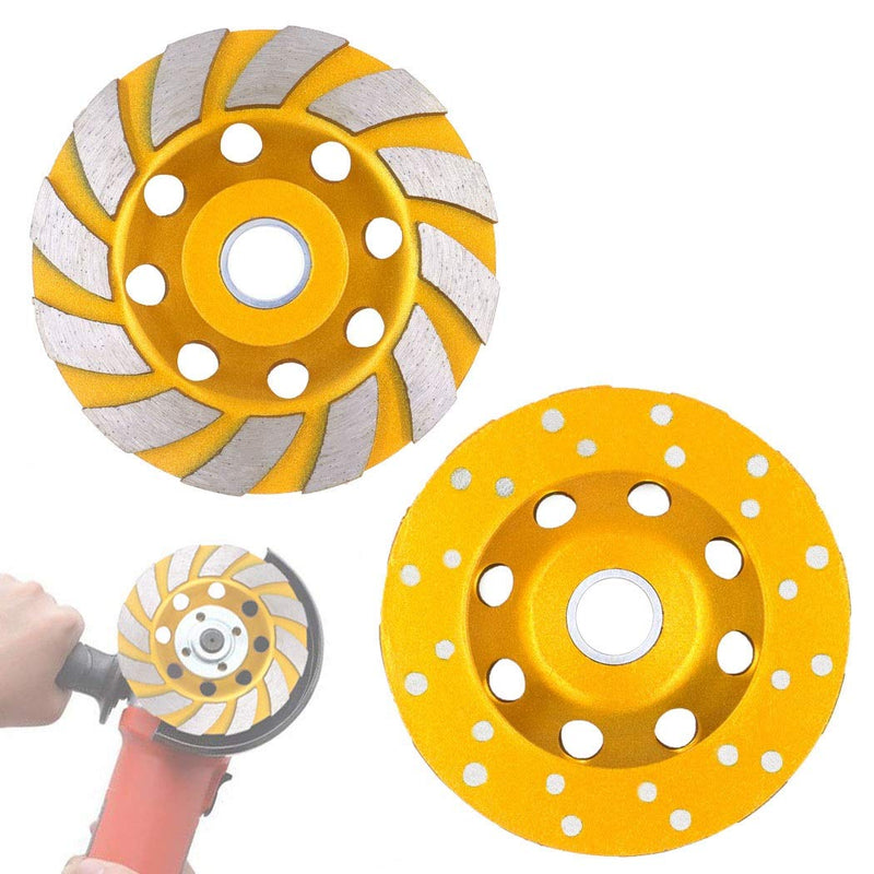  [AUSTRALIA] - Tanzfrosch 2 Pack 4 inch Diamond Cup Grinding Wheel 12-Segments Heavy Duty Turbo Row Grinding disc for Angle Grinder Polishing and Cleaning Concrete Granite Marble Stone Rock Cement