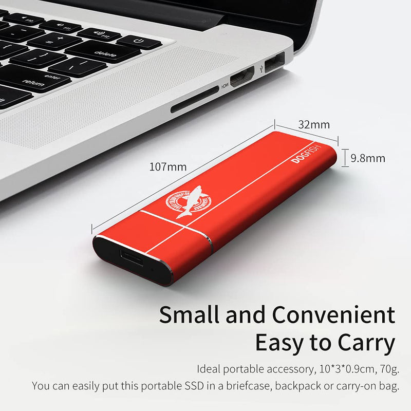  [AUSTRALIA] - Dogfish Portable External SSD 128GB Ngff 2242/2260/2280 Red Aluminum USB 3.1 Type C Ultra-Light External SSD Mini Portable Solid State Drive for Mac Windows Android Linux External SSD（Red）
