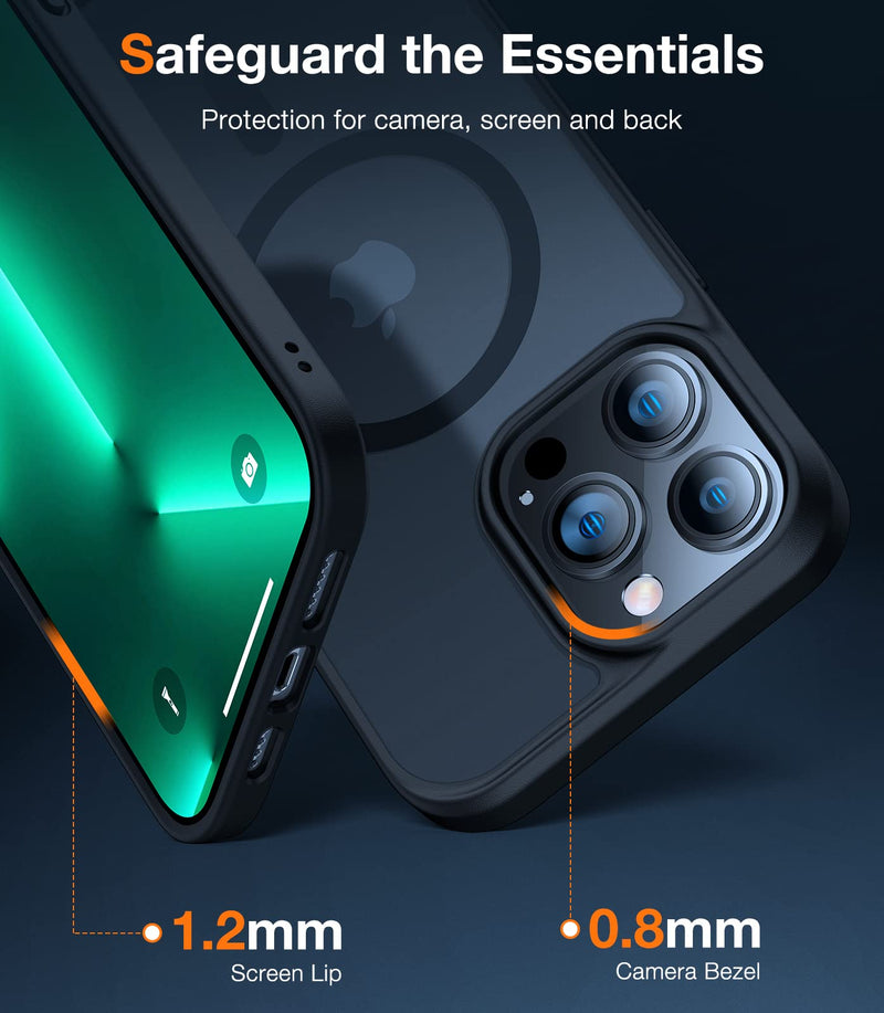  [AUSTRALIA] - TORRAS Magnetic Designed for iPhone 13 Pro Max Case, [Military Grade Drop Tested] [Compatible with MagSafe] Shockproof Translucent Hard Back Soft Slim Protective Case for iPhone 13 Pro Max, Black