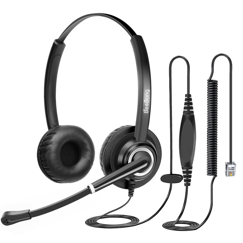  [AUSTRALIA] - Beebang Phone Headset with Microphone Noise Canceling for Office Call Center Landline, RJ9 Telephone Headset for Avaya IP Phone J139, J169, J179, 1608, 1616, 9610, 9620C, 9630, 9640, 9650, 9670 Binaural