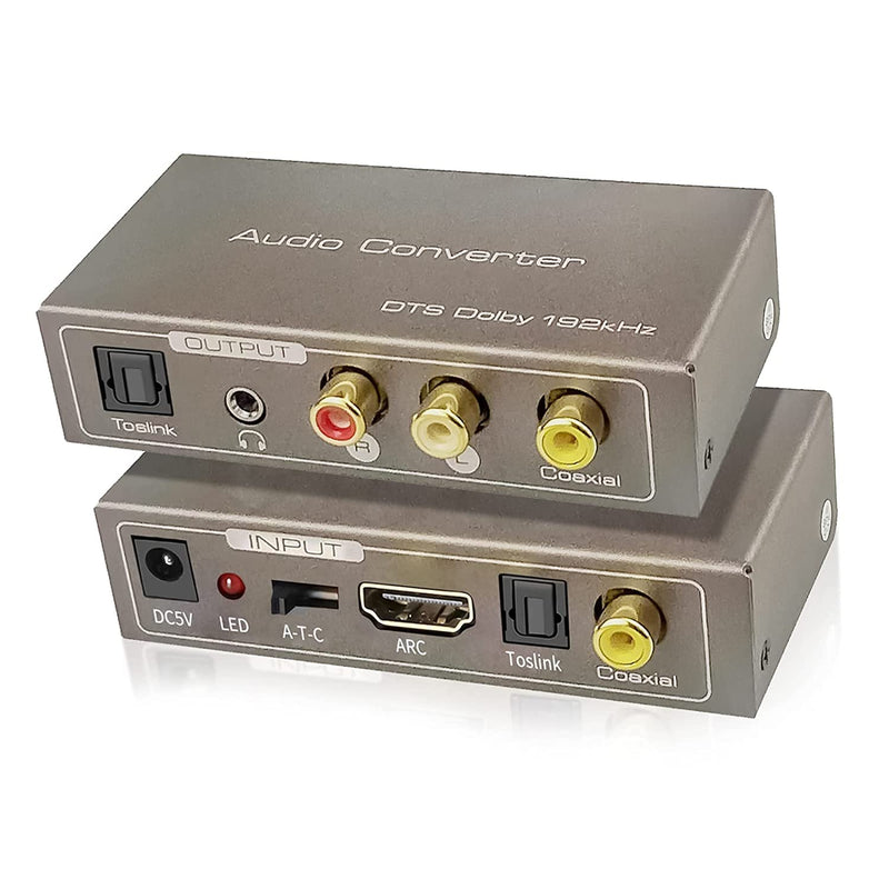  [AUSTRALIA] - 192KHz Multi Function Audio Converter, Tohilkel HDMI ARC or Toslink (Optical,SPDIF) or Coaxial to 3.5 mm Jack Stereo R/L Toslink (Optical,SPDIF) Coaxial, Support Multi Ports Output Simultaneously