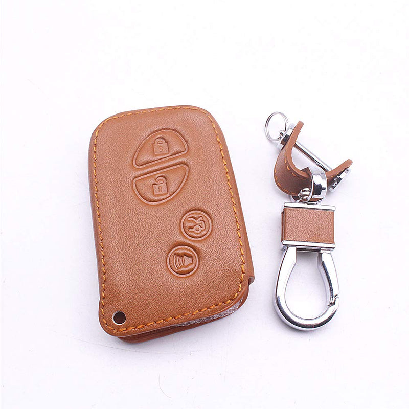 4 Button Leather Car Remote Key Fob Holder Case Cover for Lexus GX LX RX Series Brown Stitching & Leather - LeoForward Australia
