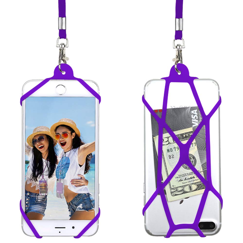  [AUSTRALIA] - Gear Beast Universal Cell Phone Lanyard - Silicone Cell Phone Holder for Walking w/Neck ﻿Strap, Purple