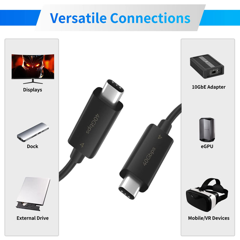  [AUSTRALIA] - Short USB-4 Cable 2.6ft/0.8m 40Gbps/100W, BolAAzuL 8K USB 4 to USB 4 Cable USB3/USB-C Compatible for Type-C Mac Books, i Pad Pro, Hub, Docking USB 4-0.8M