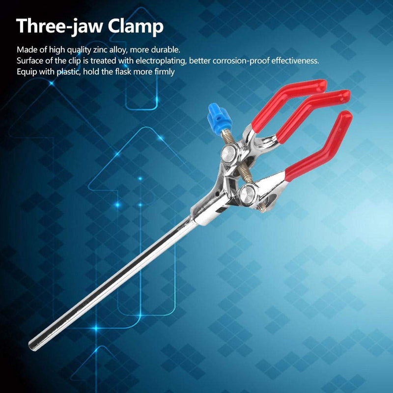 Three jaw Clamp,Lab Instrument Chemical Three-jaw Clamp Zinc Alloy Retort Stand Condenser Holder (L) - LeoForward Australia