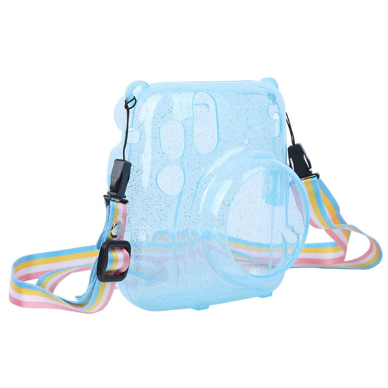  [AUSTRALIA] - Instant Camera Case, PVC Camera Protective Cover Transparent Sling Shell Bag with Shoulder Strap for Fujifilm Instax Mini 11 Camera, Gift for Girls Boys Women(Blue)