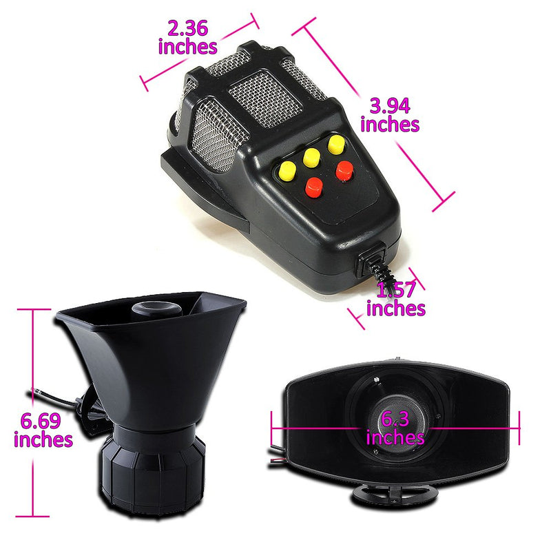  [AUSTRALIA] - Zento Deals 80W Car Siren Horn Mic PA Speaker System Emergency Sound Amplifier-5 Tones