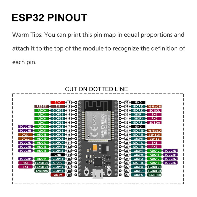  [AUSTRALIA] - KeeYees ESP32S ESP32 Development Board 2.4 GHz Dual Core WLAN WiFi + Bluetooth 2-in-1 Microcontroller ESP-WROOM-32 Chip for Arduino (38PIN Narrow Version, 2PCS)