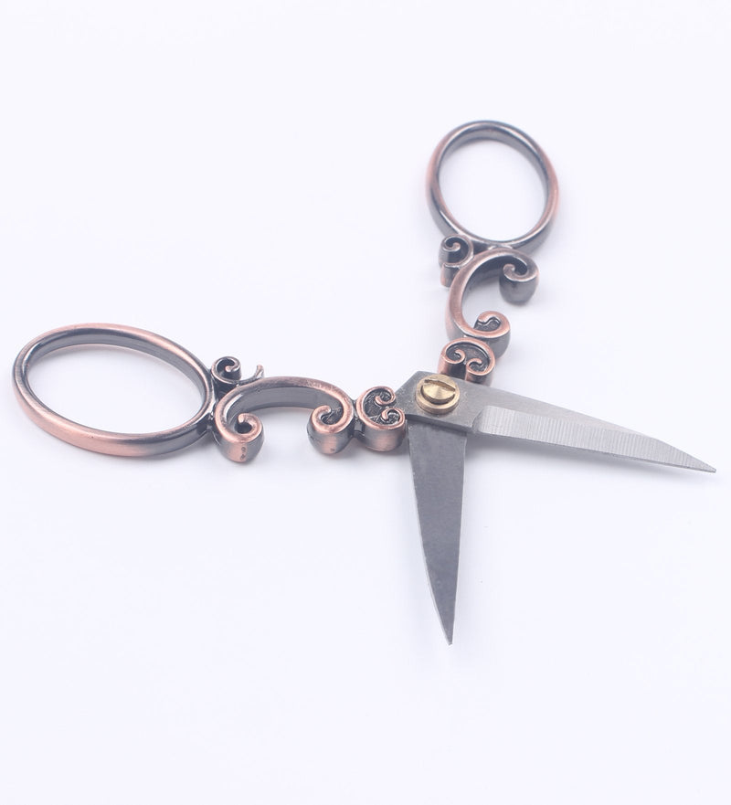  [AUSTRALIA] - BIHRTC European Vintage Stainless Steel Sewing Scissors DIY Tools Cloud Pattern Dressmaker Shears Scissors for Embroidery, Craft, Art Work & Everyday Use (Copper)