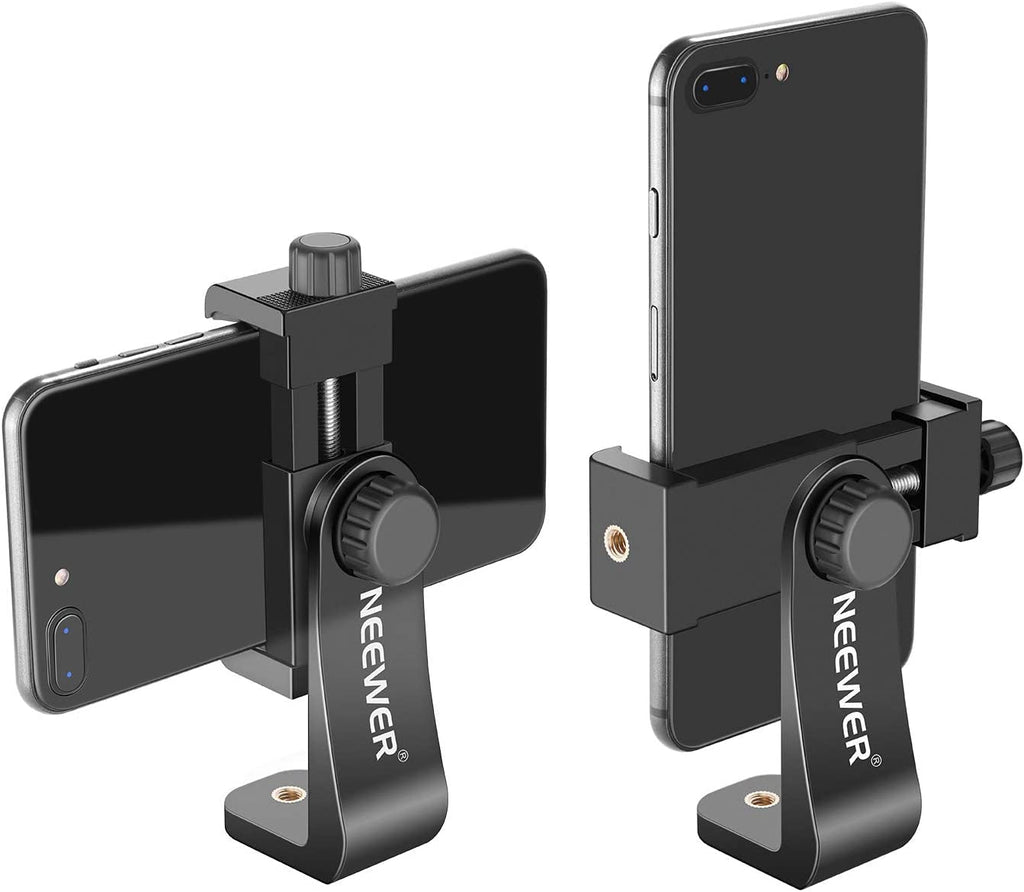  [AUSTRALIA] - Neewer Smartphone Holder Vertical Bracket with 1/4-inch Tripod Mount - Phone Clip Tripod Adapter Compatible with 13/13 Pro/13 Pro Max/13 Mini/12/11 Pro Max/X/XR, Galaxy S20+/S20, Huawei P40 Pro, etc.