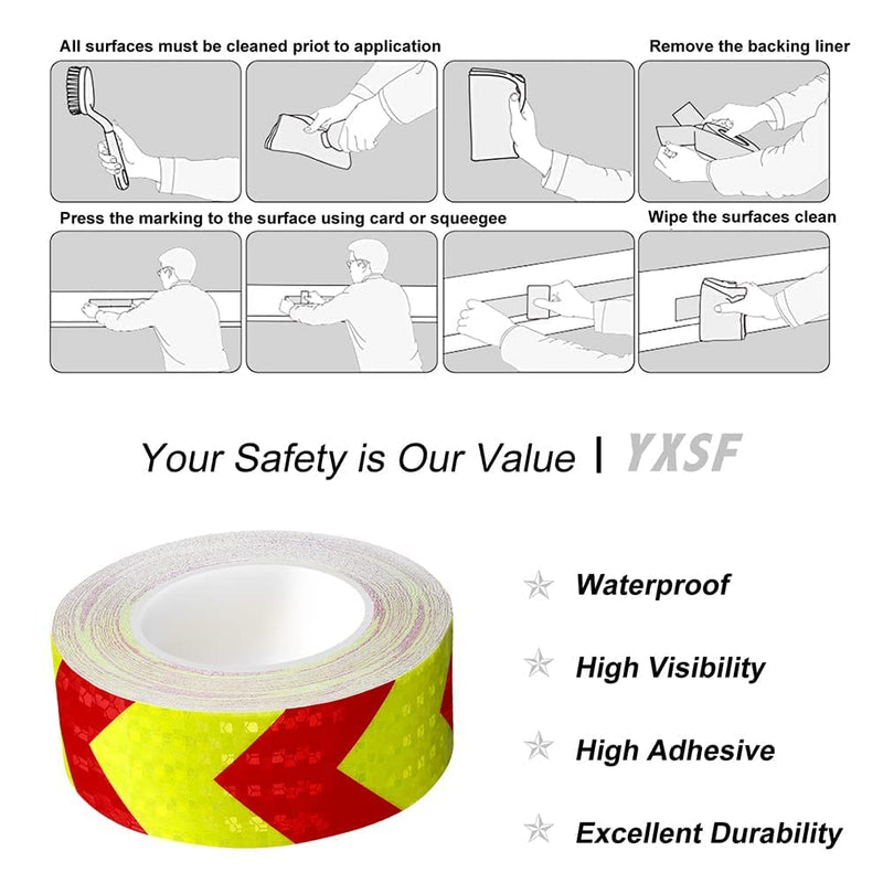  [AUSTRALIA] - 2 Inch×30 Feet Reflective Safety Tape,Red/Yellow DOT-C2 Reflective Tape Waterproof Self Adhesive for Trailers Trucks Car and Outdoor(Conspicuous Tape) 2 IN*30FT yellow/red