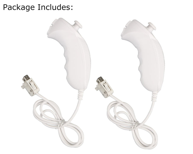  [AUSTRALIA] - 2Packs Nunchuck Controller Remote Replacement for Nintendo Nunchuk Wii Wii U Console White