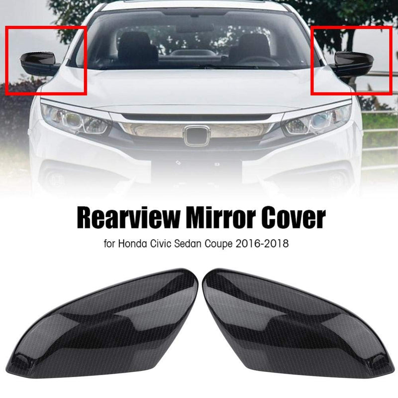 1 Pair Wing Mirror Covers, Car Side Mirror Caps for Civic Sedan Coupe 2016-2018 Carbon Fiber - LeoForward Australia