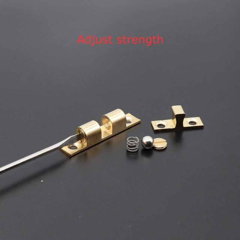  [AUSTRALIA] - 50MM Ball Catch Omitfu Set of 6 Solid Brass Adjustable Double Ball Tension Roller Catch Latch Hardware Fitting for Cabinet Closet Furniture Door with Screws 50mm Gold