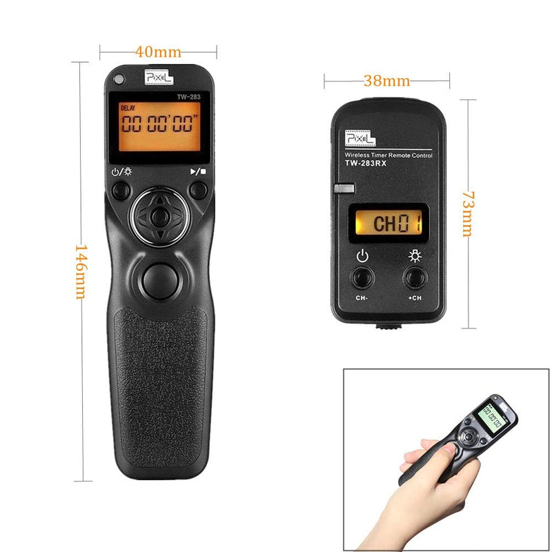  [AUSTRALIA] - Pixel LCD Wireless Shutter Release Remote Control TW283-DC0 Compatible with Nikon Z9 D3 D810A D3s D4 D5 D6 D800 D850 D800E D810A D810 D700 D500 D300 D300s D200 F100 F90 F90X F6 F5 N90s D1X D2H TW-DC0 Nikon