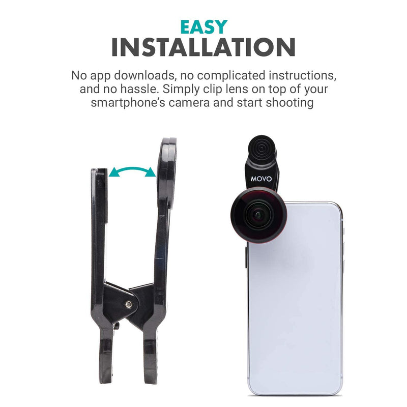  [AUSTRALIA] - Movo SPL-FE 238° Super Fisheye Lens with Universal Clip Mount for Smartphones - Fisheye Lens for iPhone, Android, and Tablets - Clip on Camera Lens Kit with Photo Lenses for Cell Phones