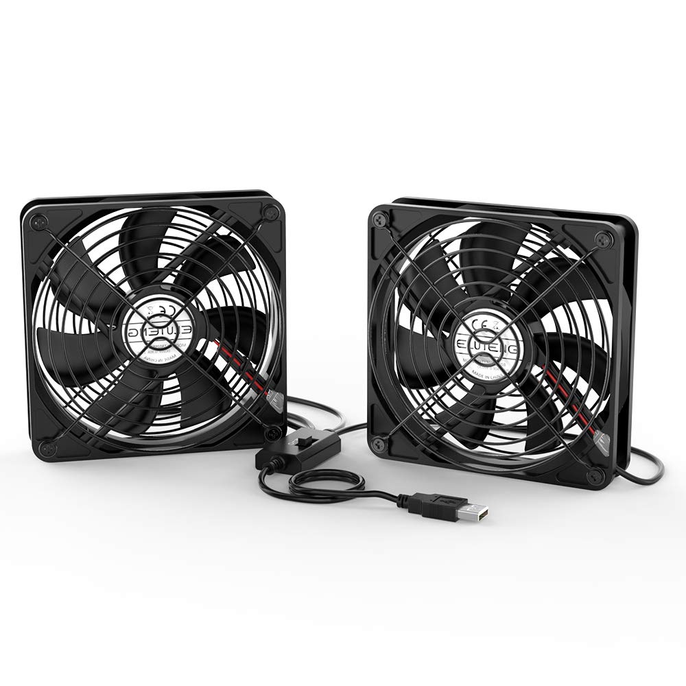  [AUSTRALIA] - ELUTENG Dual 120mm USB Fan with 3 Speeds 5V Ventilator Fan Portable Cooling Fan Rechargeable Compatible for Laptop Receiver DVR Playstation Xbox Desk Computer Cabinet Cooling