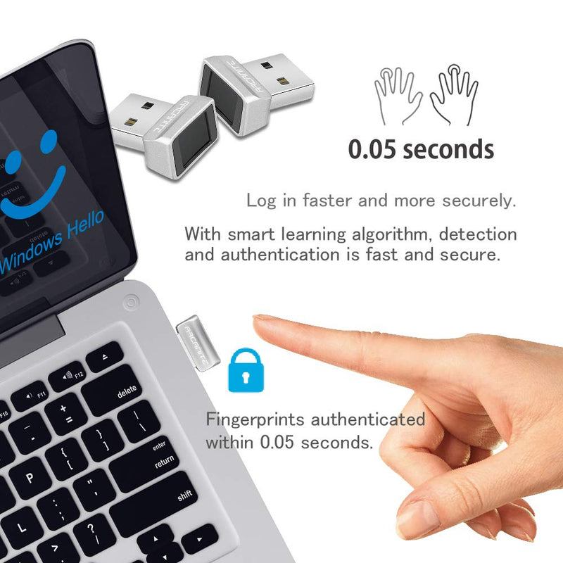 [AUSTRALIA] - ARCANITE USB Fingerprint Reader for Windows 10 Hello, 0.05s 360-Degree Sensor Security Device, AKFSD-07 Digital Reader