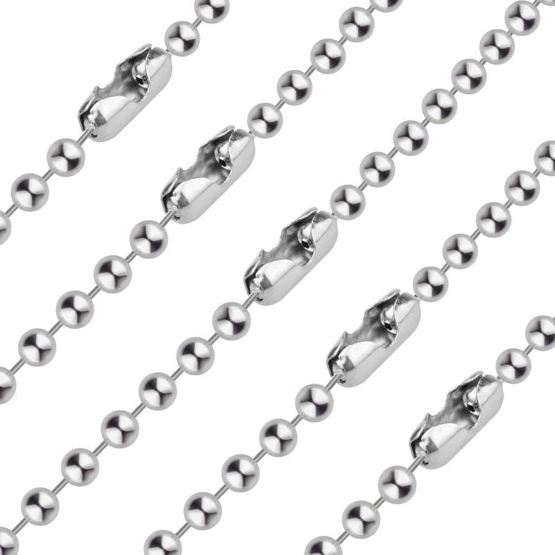  [AUSTRALIA] - Beaded Pull Chain Extension with Connector, 20 Feet Beaded Roller Chain with 30 Connectors for Ceiling Fan Light Lamp (3.2mm, Silver)