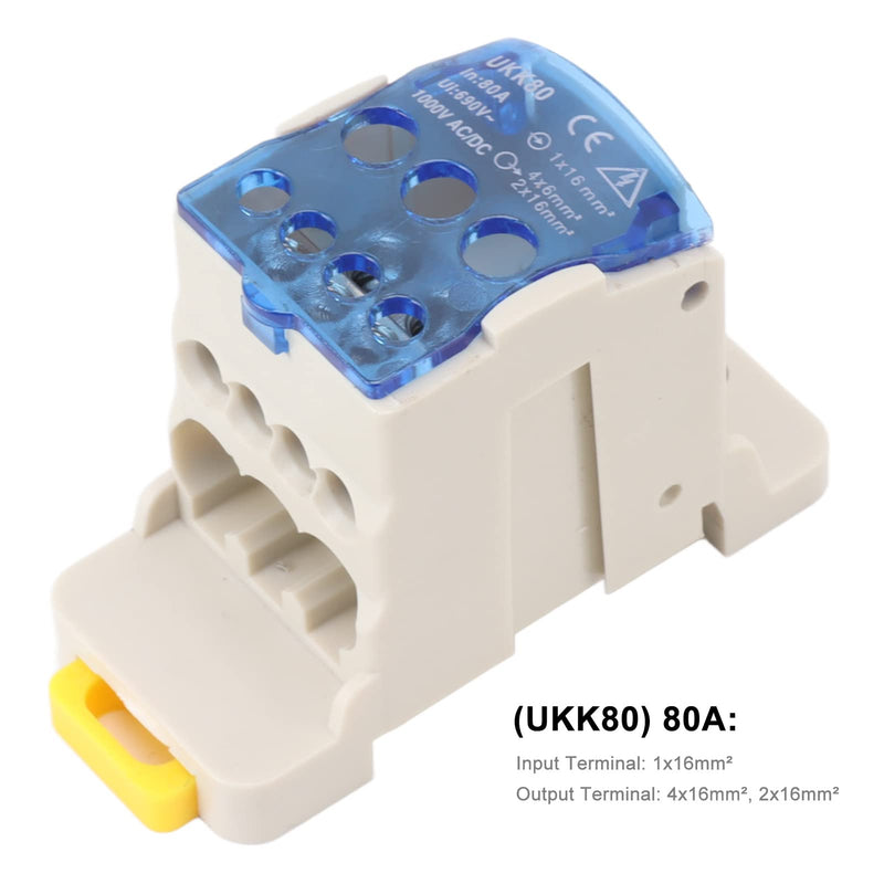  [AUSTRALIA] - Power Junction Box DIN Rail Electrical Terminal Block Connector Distribution Box AC DC1000V (80A) 80A