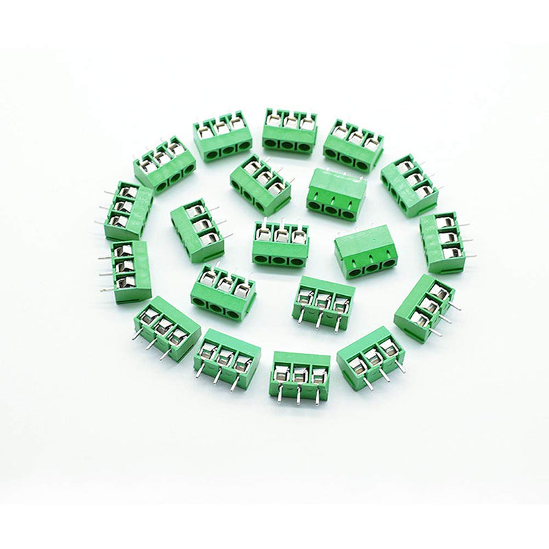  [AUSTRALIA] - YIXISI 100 pieces 5 mm 2 pin / 3 pin PCB mount screw terminal block, screw terminal connector, for Arduino (2 pin-80, 3 pin-20) green 2P + 3P