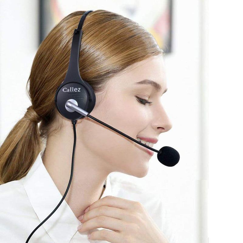  [AUSTRALIA] - Callez RJ9 Office Phone Headset with Microphone Noise Cancelling, Telephone Headset Compatible with Landline Phones Polycom VVX411 311 410 500 400 300 301 310 501 401 201 601 250 Avaya Plantronics Black