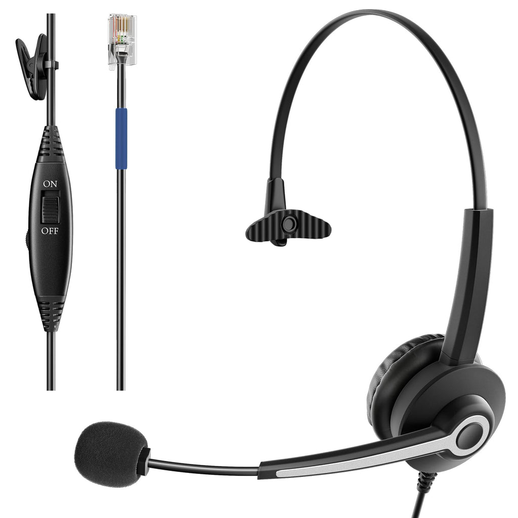  [AUSTRALIA] - Wantek Phone Headset for Office,RJ9 Headset for Call Center,Compatible with Cisco 7931G 7962G 6921 7821 8811 8941 9951 IP Office Phones,Mono mono